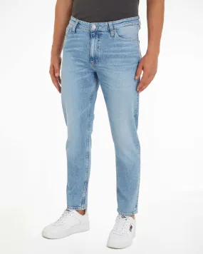 Dad jeans in cotone stretch lavaggio chiaro super stone washed con baffature