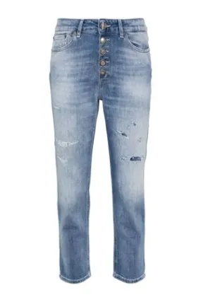 DONDUP Abbigliamento,Jeans Jeans crop in misto cotone blu 