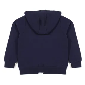 Felpa Hoodie Blu Navy Con Dettagli Bianchi