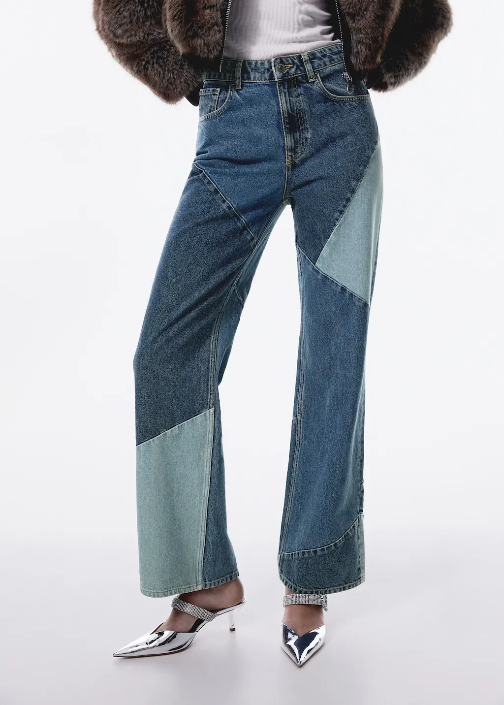 Jeans diritti patchwork 