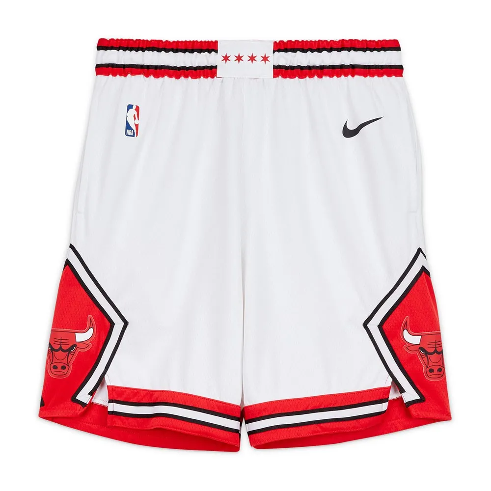 Nike Pantaloncini Basket Nba Bulls Association Bianco Rosso Uomo