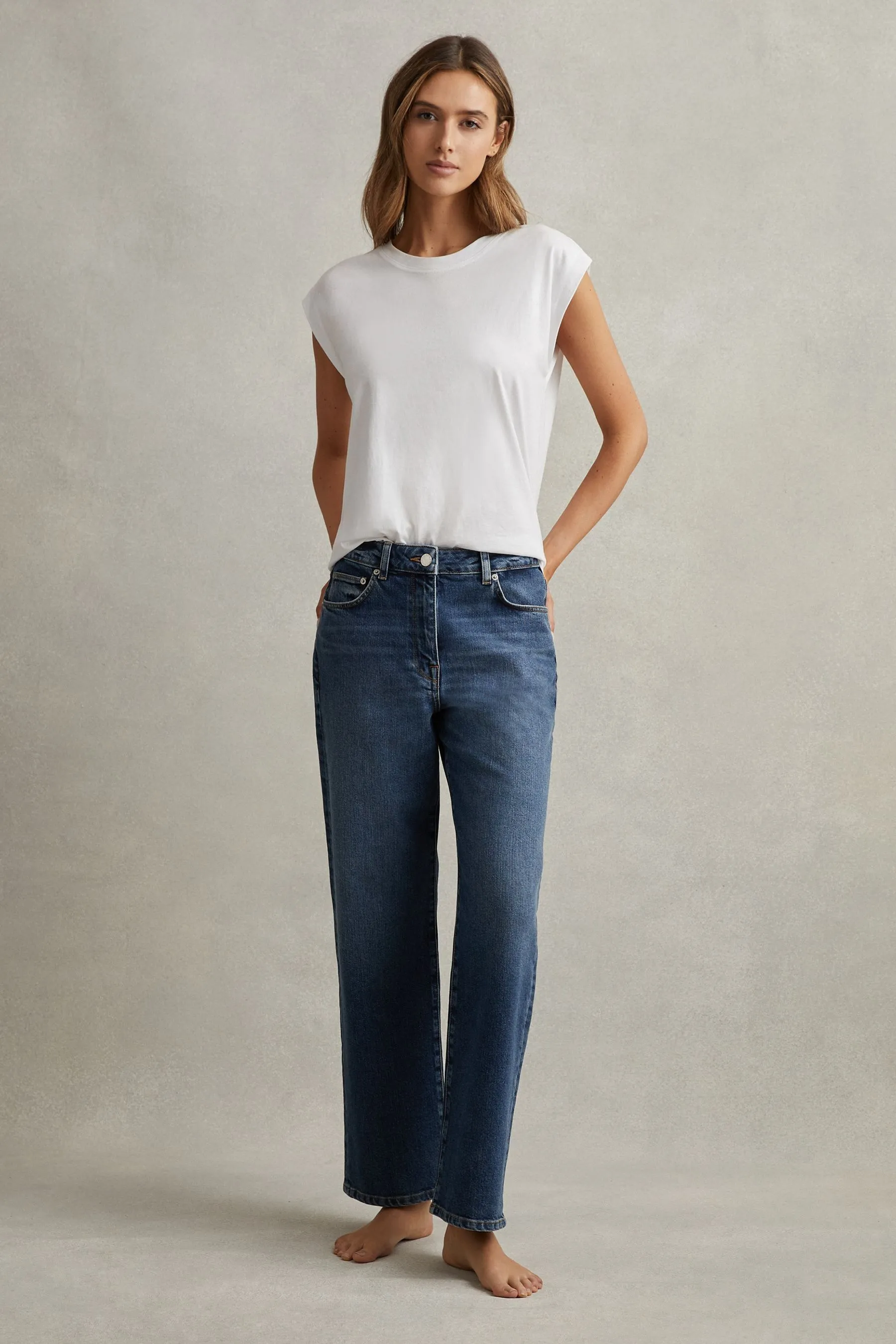 Reiss Selin Rise Straight Leg Jeans    